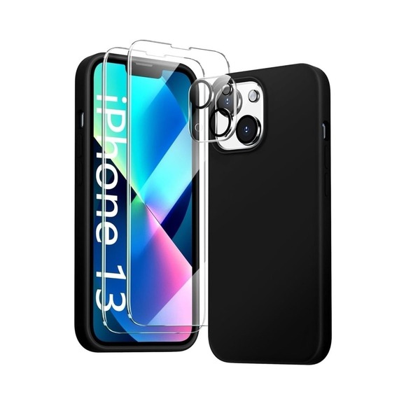 JTWIE [5 in 1 for iPhone 13 Case 6.1 inch, with 2 Pack Screen Protector + 2 Pack - Picture 1 of 9